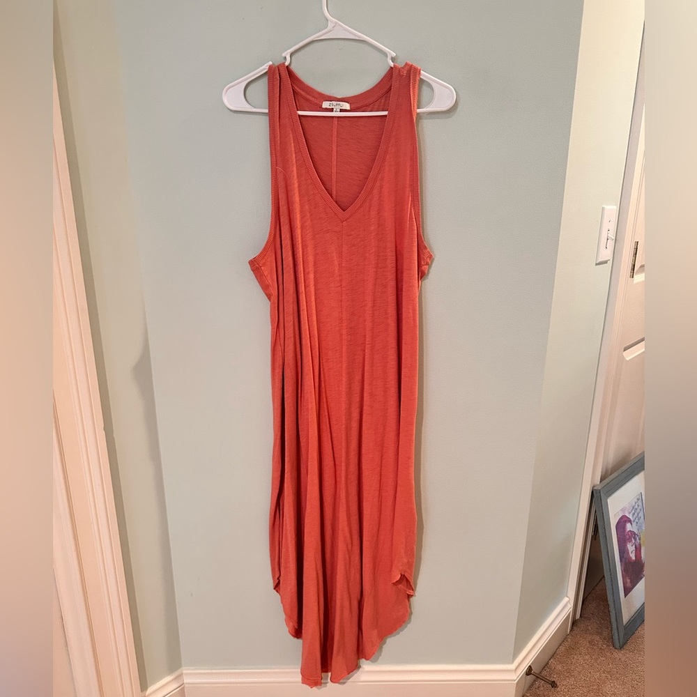 Z Supply Reverie Slub Midi Dress - Coral - Large